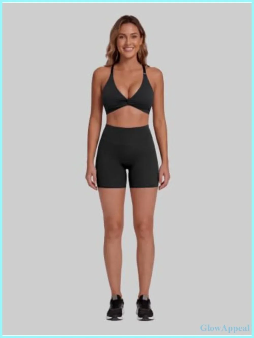 Halter Sports Bra Open Back Twist Front Workout Top